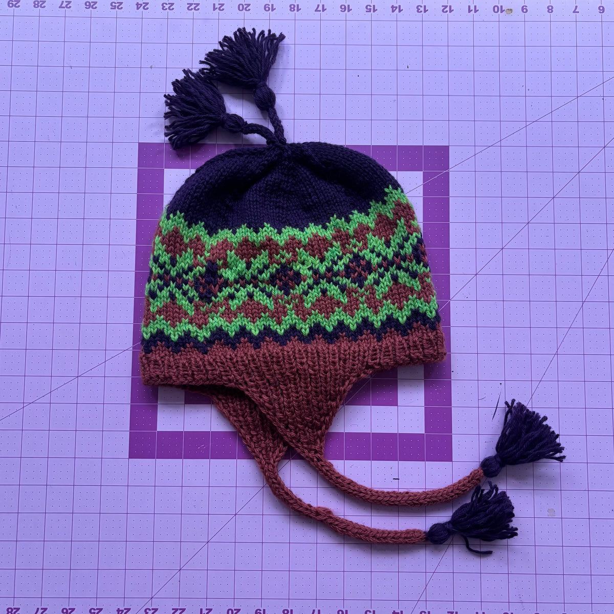 Ear Flap Hat (Pink/Green/Purple)
